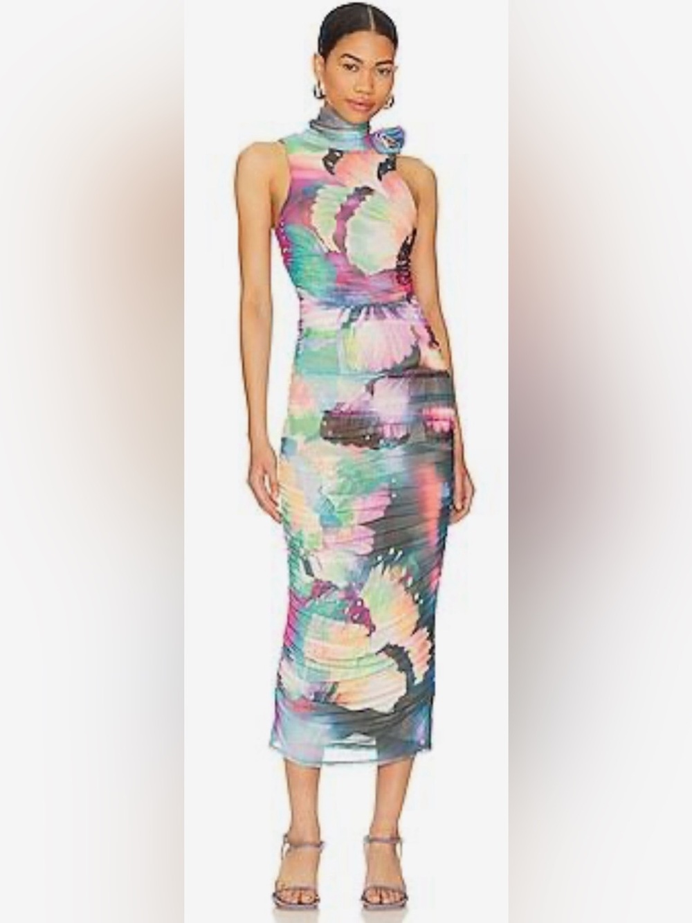 AFRM Fiorella Rosette Body-Con Dress in Abstract Butterfly Print ZB2 - Picture 10 of 11